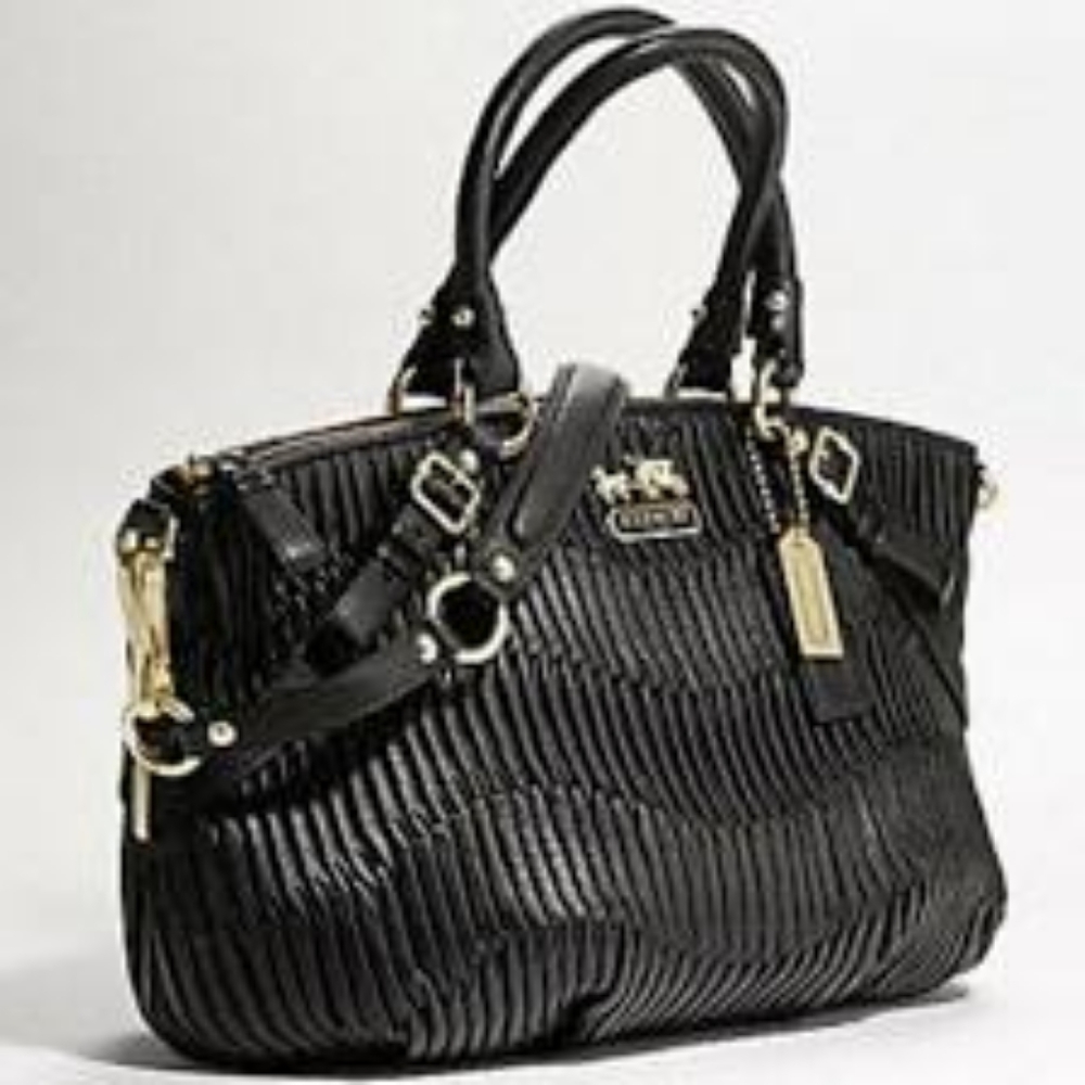 Coach Madison Sophia Black Gathered Italian Leathe